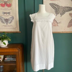 Madewell cotton White fringe Yoke Cotton Dress
